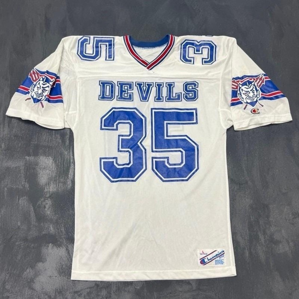 Vintage Champion Football Jersey Mens Large White 1980s Devils